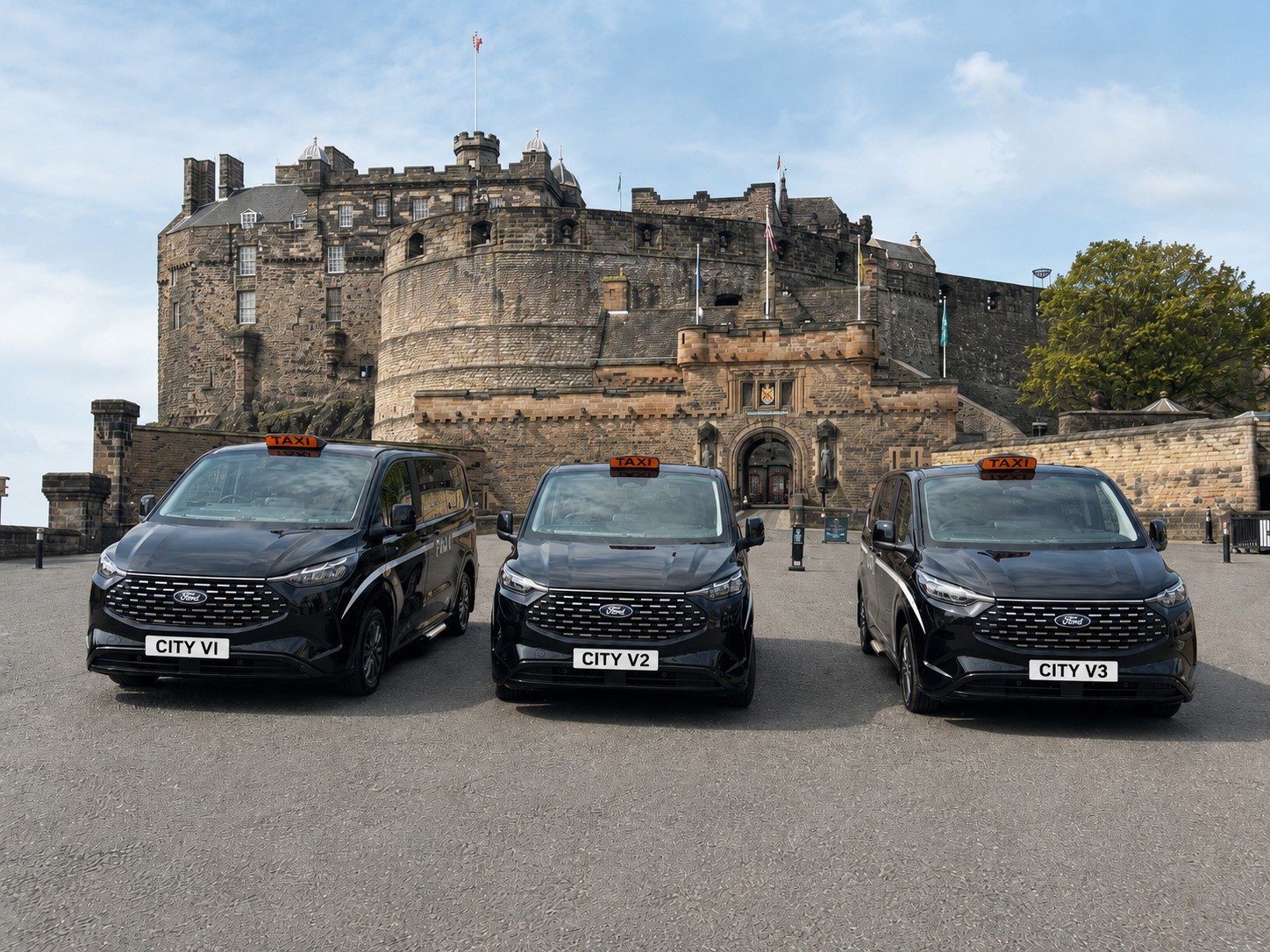 City Cabs taxis outside Edinburgh Castle