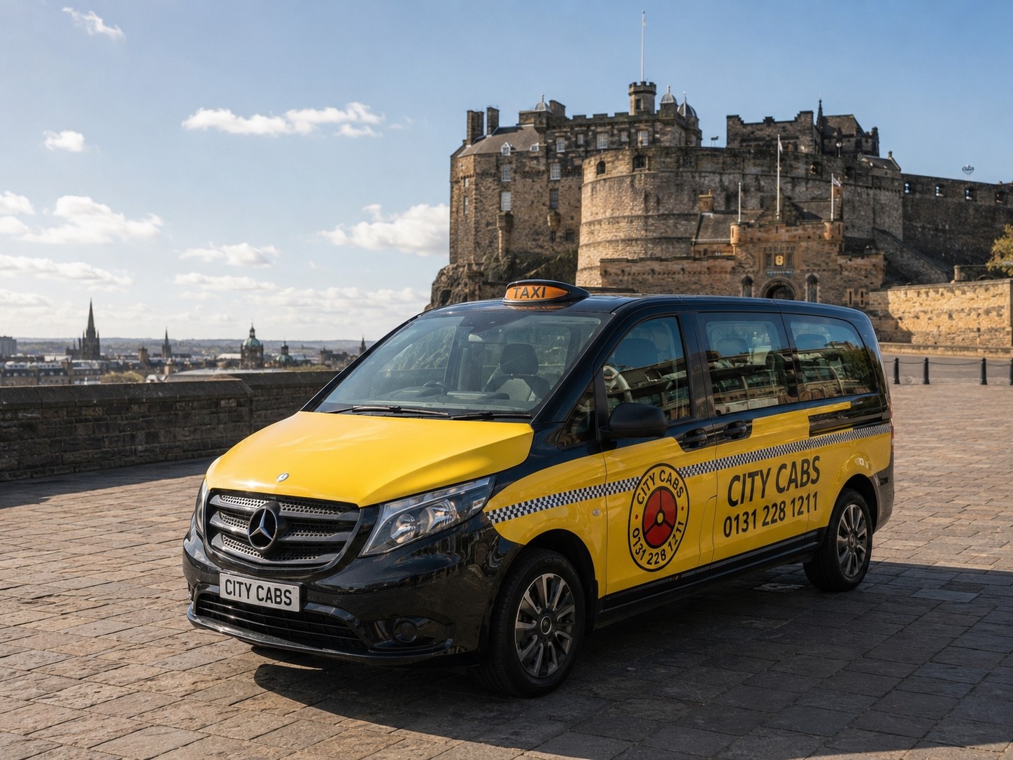 City Cabs Taxi outside Edinburgh Castle